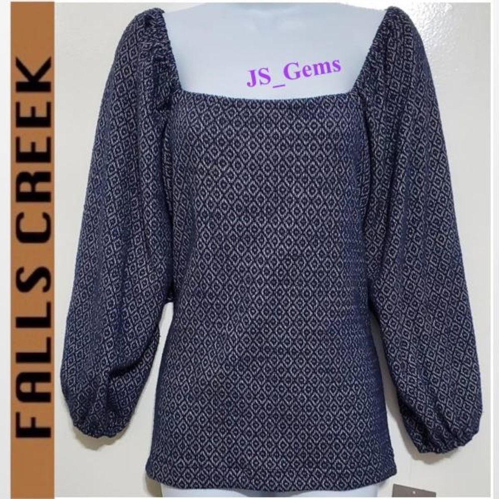 New Square Neck Blue & White Plus 3X Top